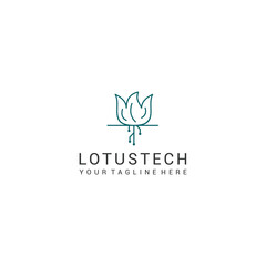 Lotus tech logo design icon vector