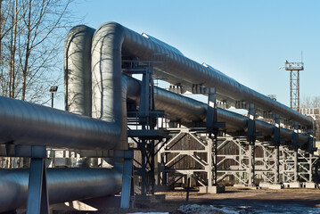 pipeline close-up against the blue sky