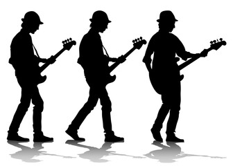 Concert of rock band on a white background