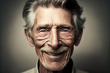 Obraz premium Beautiful elderly man in front of a background