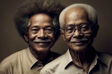 illustration serie with Beautiful elderly brothers from all around the world