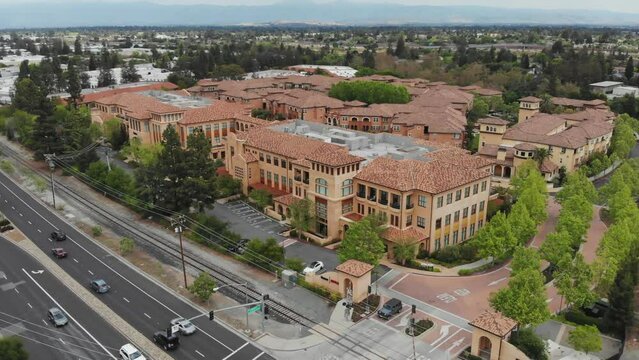 Aerial view of Aventino Apartment Homes and Netfilx Headquarters, Los Gatos, California, United States. 