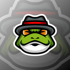 vector graphics illustration of a frog mafia in esport logo style. perfect for game team or product logo