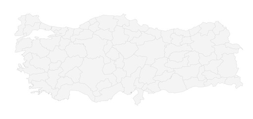 Naklejka premium Türkiye map with city boundary. Turkey cities border map isolated. Vector stock illustration.