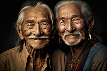  illustration serie with Beautiful elderly brothers from all around the world