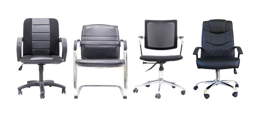Set Office Chair black. Front photo chair two types structure empty for office and player from...