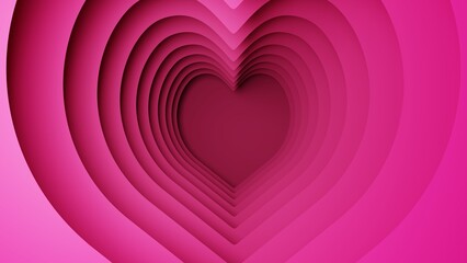 Paper Cut Hearts Pink Background. Valentine's Day, Wedding Concept.