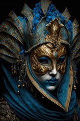 Colorful carnival masks in a traditional festival in Venice - Generative AI