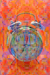 Abstract illustration of an alarm clock tab 7 am 