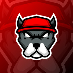 vector graphics illustration of a dog baseball in esport logo style. perfect for game team or product logo