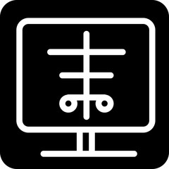 Obraz premium Solid monitor bones skeleton spine radiology scanning circle icon