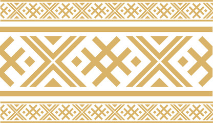 Vector golden color seamless Belarusian national ornament. Ethnic endless black border, Slavic peoples frame.