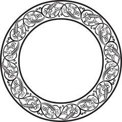 Vector monochrome round oriental ornament. Arabic patterned circle of Iran, Iraq, Turkey, Syria. Persian frame, border. For sandblasting, laser and plotter cutting.