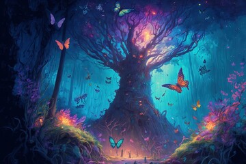 the magical forest. illustrator. Concept art. Generative AI