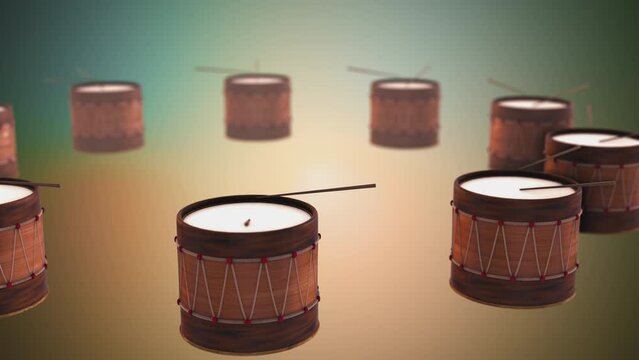3D drums rotating in loop - La Tamborrada or carnival festival