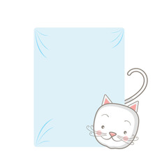 Illustration, a kitten with a postcard for messages.