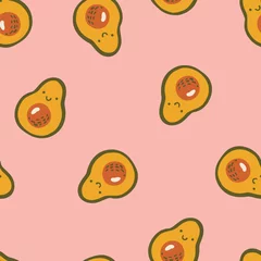 Meubelstickers Happy avocado halves seamless pattern for children © Apolinarias
