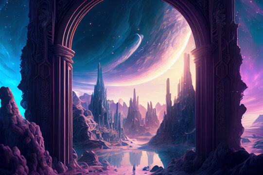 Interdimensional travel and parallel universes, ai illustration