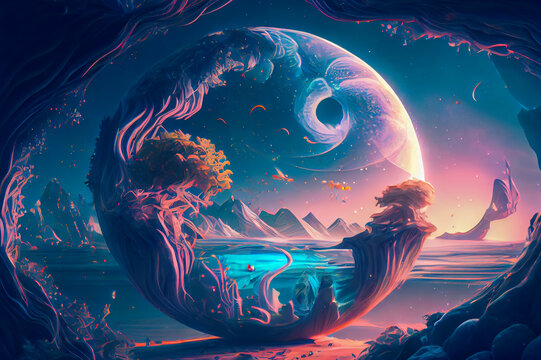 Interdimensional travel and parallel universes, ai illustration