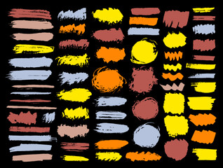 Gouache dust daub mega collection. Hand drawn inkblot streak scrawl shapes. Splatter paintbrush sale sticker background pack. Daub paint splashes design.