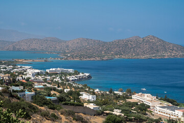 Naklejka na ściany i meble View down to Elounda in Crete, Greece