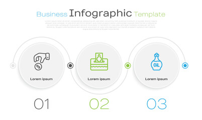 Set line Donate or pay your zakat, and Essential oil bottle. Business infographic template. Vector