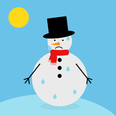 simple vector illustration funny snowman 