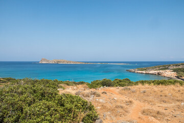 Fototapeta na wymiar Kolokitha Beach near Elounda in Crete, Greece