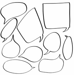 set hand drawn doodle speech bubbles