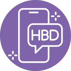 Happy Birthday Mobile Vector Icon
