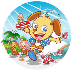 イヌ,キャラクター ,ビーチ,イメージ画　