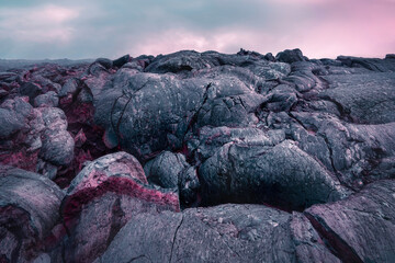 Volcanic infrared scenery similar to Martian landscape.
