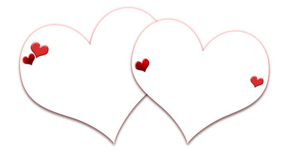 two white heart for valentine transparent background