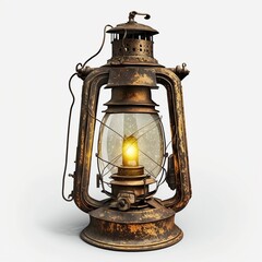 Fototapeta Old oil lamp lantern isolated on a white background obraz