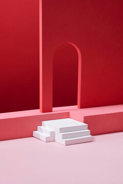 Abstract geometric shape red color scene minimal,