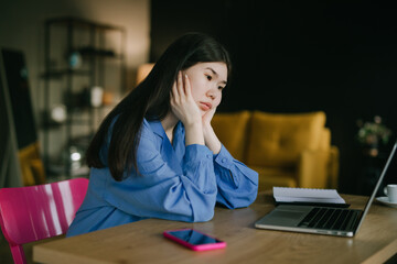 Asian Woman Working On Laptop 