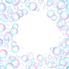 Watercolor frame with yellow bubbles. Cute vintage border for greeting cards, party invitation