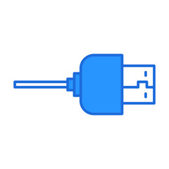 USB technology icon with blue outline style. Concept, digital, data, abstract, network, internet, tech. Vector Illustration