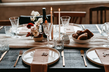 Close up of a rustic table setting