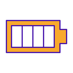 Battery technology icon with orange purple outline style. Concept, digital, data, abstract, network, internet, tech. Vector Illustration