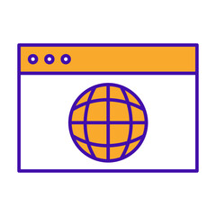 Dashboard technology icon with orange purple outline style. Concept, digital, data, abstract, network, internet, tech. Vector Illustration