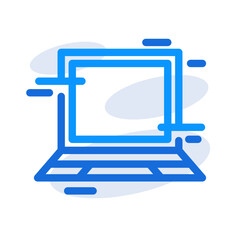 Laptop technology icon with blue outline style. Concept, digital, data, abstract, network, internet, tech. Vector Illustration