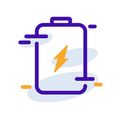 Battery technology icon with purple orange outline style. Concept, digital, data, abstract, network, internet, tech. Vector Illustration icon