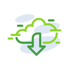 Cloud technology icon with green outline style. Concept, digital, data, abstract, network, internet, tech. Vector Illustration