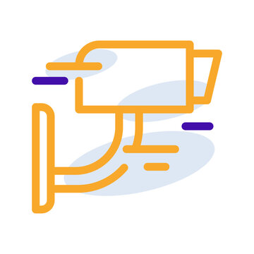 CCTV technology icon with orrange purple outline style. Concept, digital, data, abstract, network, internet, tech. Vector Illustration