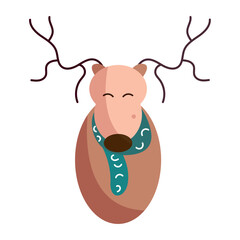 Isolated cute reindeer with scarf winter clothes Vector