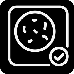 Solid microbe bacterium checkmark icon