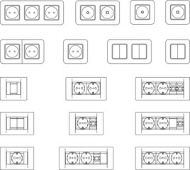 sketch vector illustration of various types of electrical plugs