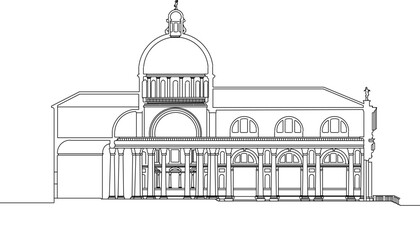 vector sketch illustration of grand and holy cathedral church in classic style