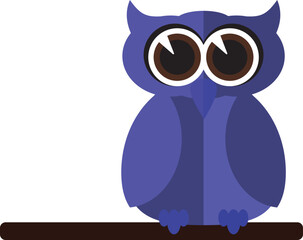 Owl in the style of flat blue. Vector file for designs.
